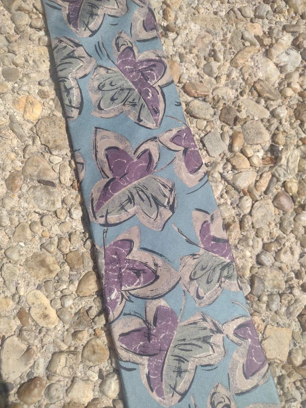 Patel Blue Tie with Purple and Beige Floral Motif